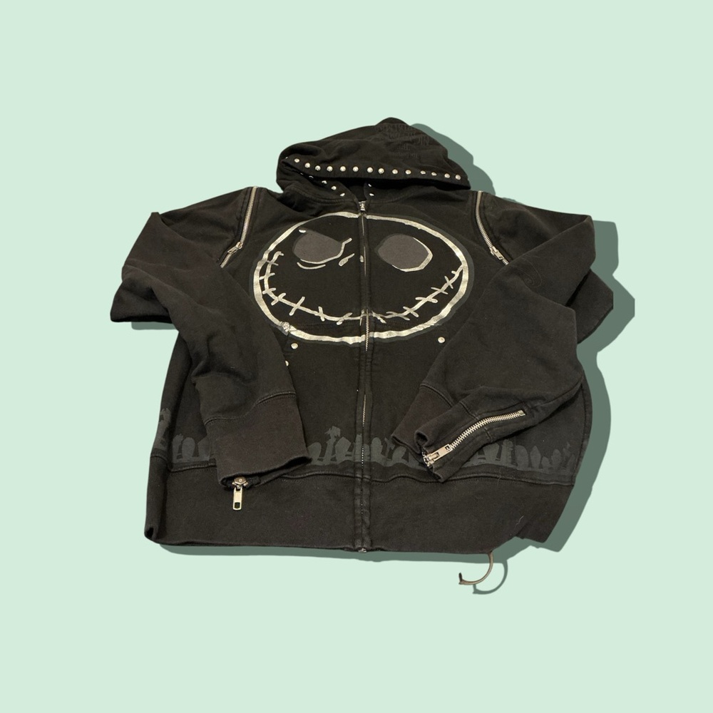 Kids Black Graphic Zip-Up Hoodie